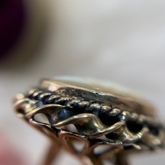 18k Gold Cameo Ring 9-9.25 Man Or God In Helmet - Picture 10 of 11